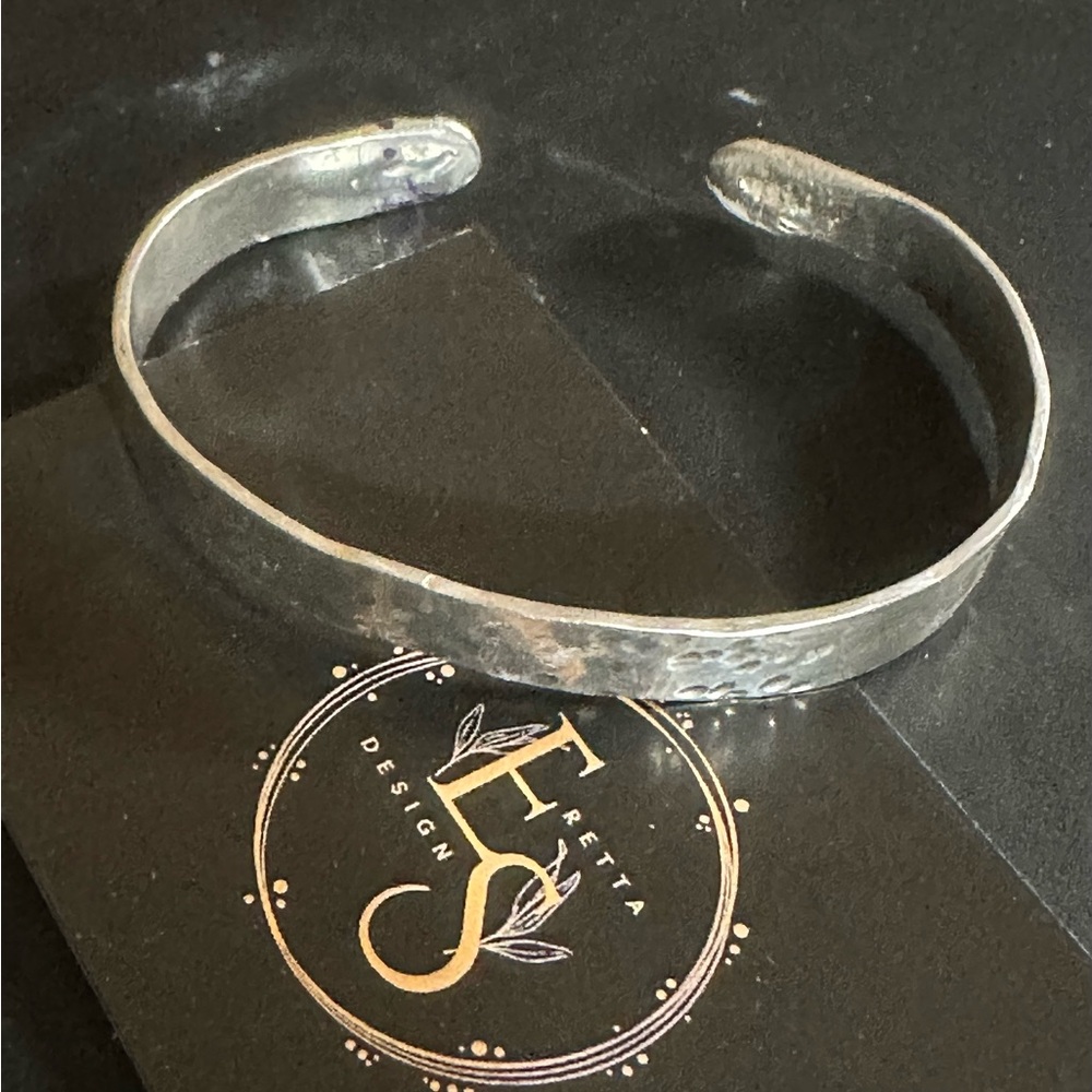 925 Sterling, Silver Solid Cuff Bracelet, Unisex … - image 2